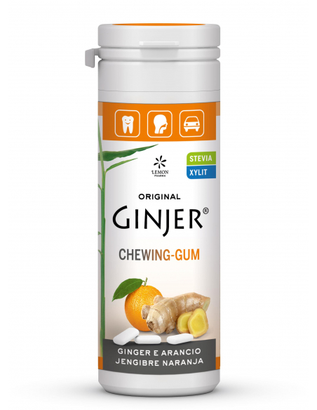 Lemonpharma - GINJER CHICLES NARANJA STEVIA 30 GRS.