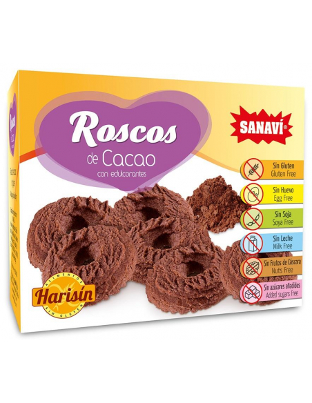 Sanavi - ROSCOS CACAO SIN AZUCAR SIN GLUTEN HARISIN 150 GRS.