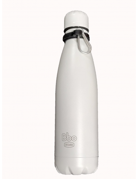 BBO Irisana - BOTELLA BBO IRISANA TERMO ACERO INOXIDABLE 500 ML. BLANCA + Mosquetón 72.BBO7.500BL