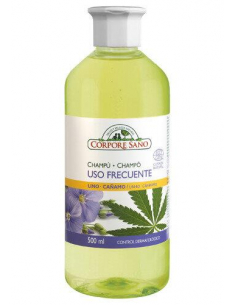 Corpore Sano - CHAMPU USO FRECUENTE LINO CAÑAMO CERTIFICADO COSMOS 500 ML.