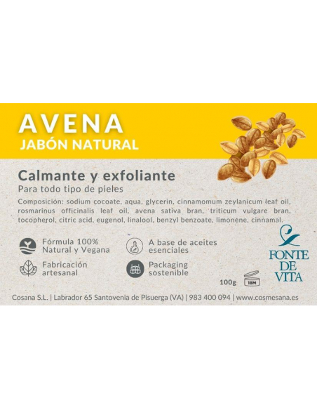 Fonte de Vita - JABON AVENA 100 GRS. 100% NATURAL