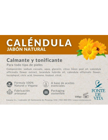 JABON CALENDULA 100 GRS. 100% NATURAL