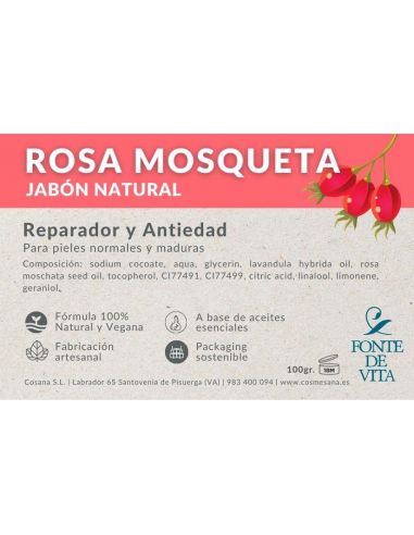 JABON ROSA MOSQUETA 100 GRS. 100% NATURAL