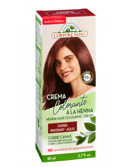 Corpore Sano - CREMA COLORANTE HENNA CABELLO CAOBA 80 ML