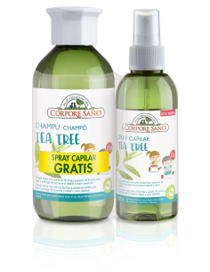 Corpore Sano - PACK CHAMPU TEA TREE 300 ML. + SPRAY CAPILAR TEA TREE 150 ML.