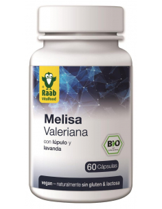 RAAB VITALFOOD - MELISA VALERIANA CON LUPULO Y LAVANDA CAPSULAS 480 mg. BOTE 60 UDS. (BIO)