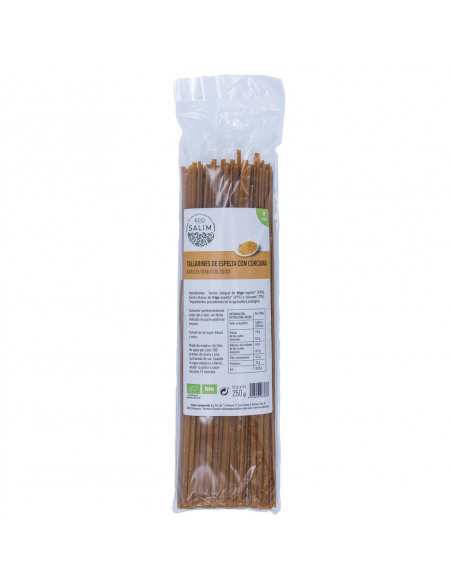 Ecosalim - TALLARINES DE ESPELTA CON CURCUMA 250 GRS. ECO-SALM