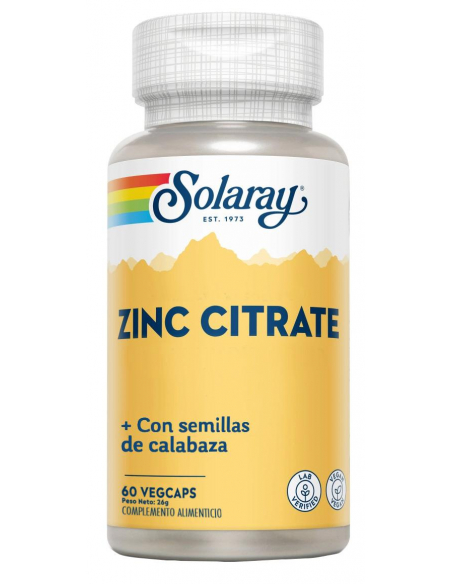 Solaray - ZINC 25 MG + SEMILLA CALABAZA 50 MG - 60 VEGCAPS
