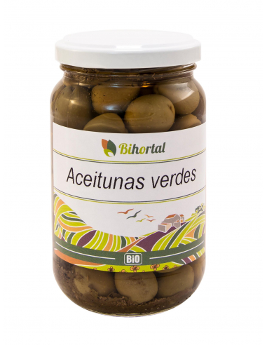 ACEITUNAS VERDES ALIÑADAS BIO 345 GR BIHORTAL