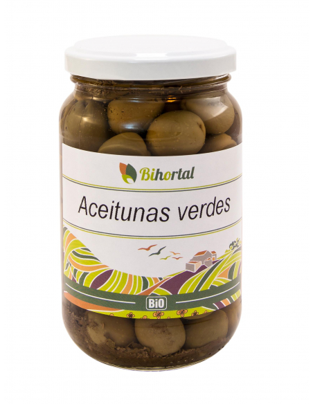 BIHORTAL - ACEITUNAS VERDES ALIÑADAS BIO 345 GR BIHORTAL