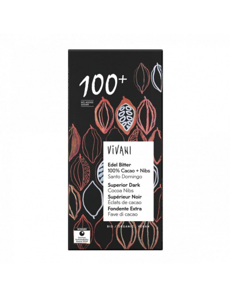 Vivani Chocolat - VIVANI CHOCOLATE NEGRO SUPERIOR 100% CON NIBS DE CACAO 80 GR. BIO