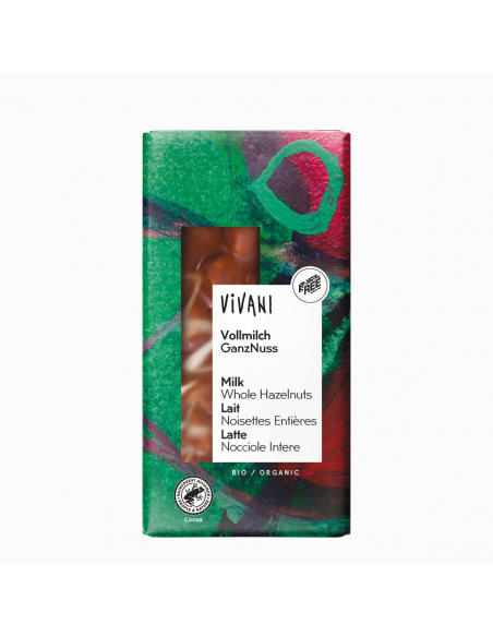 Vivani Chocolat - VIVANI CHOCOLATE CON LECHE Y AVELLANAS ENTERAS 100 GR. BIO