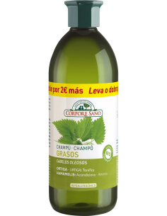 Corpore Sano - CHAMPU GRASOS ORTIGA Y HAMAMELIS FORMATO 300 + 300 ML.