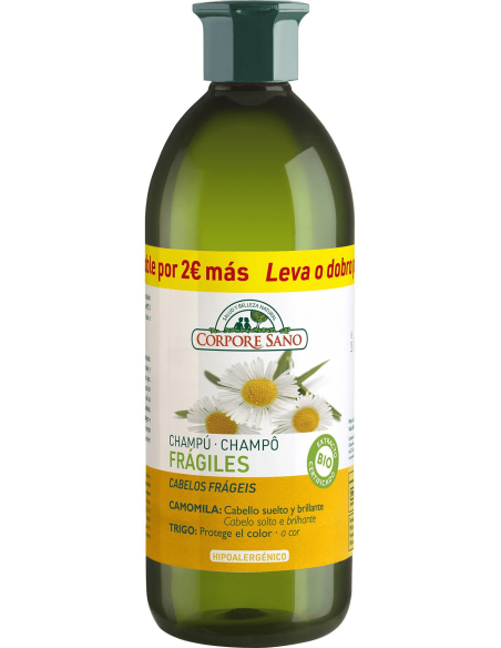 Corpore Sano - CHAMPU FRAGILES CAMOMILA Y TRIGO FORMATO 300 + 300 ML.