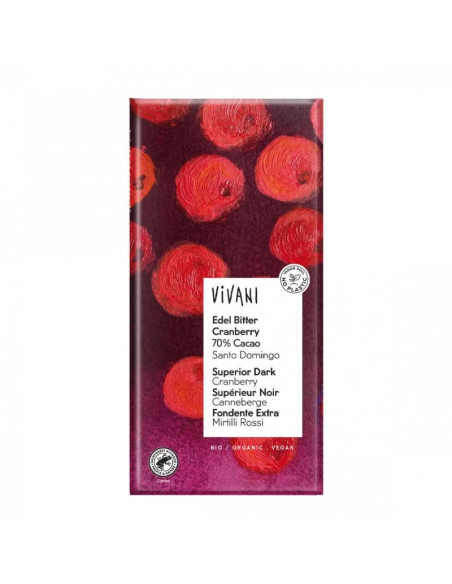 Vivani Chocolat - VIVANI CHOCOLATE NEGRO SUPERIOR 70% CON ARANDANOS BIO 100 GR