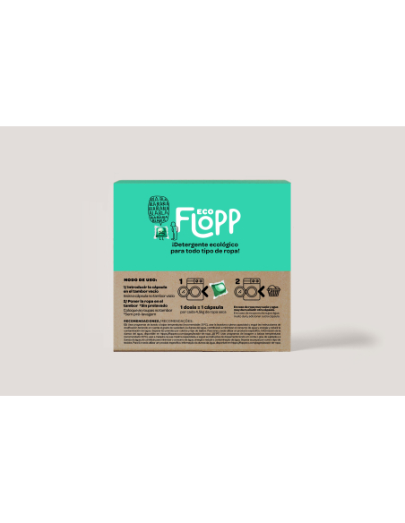 Flopp - FLOPP DETERGENTE  ECOLÓGICO TODO TIPO DE ROPA 70 CÁPSULAS ESTUCHE - ECOLABEL