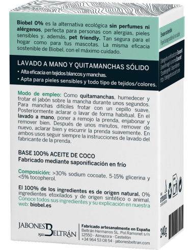 Biobel 0% - JABON PASTILLA COCO BIOBEL 0% 240 GRS. (REF.6308)
