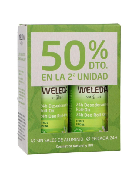 WELEDA - DUPLO DESODORANTE ROLL-ON CITRUS 50 ML. 50% DTO. EN 2ª UNIDAD