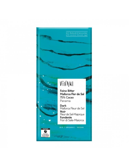 Vivani Chocolat - VIVANI CHOCOLATE NEGRO 75% PANAMA CON FLOR DE SAL MALLORCA 80 GR. BIO