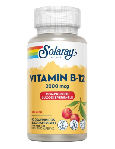 Solaray - VITAMINA B12 2000 MCG -  90 COMP. SUBLINGUALES