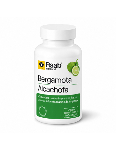 RAAB VITALFOOD - BERGAMOTA Y ALCACHOFA BOTE 100 CAPSULAS 430 MG.