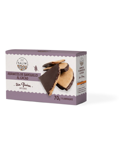 Int-Salim - ABANICOS DE BARQUILLO AL CACAO 70 GRS. SIN GLUTEN