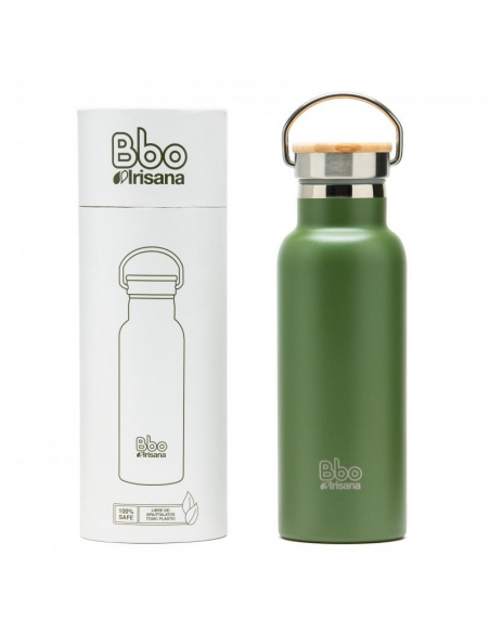 BBO Irisana - BOTELLA BBO IRISANA TERMO CON TAPON BAMBU 500 ML. VERDE 72.BBO14.VE