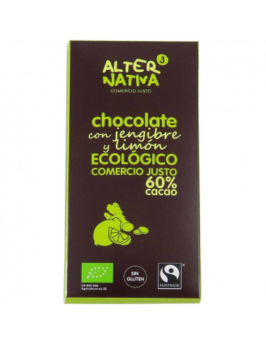 CHOCOLATE 60% CACAO CON JENGIBRE Y...