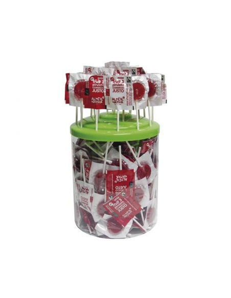 ALTERNATIVA 3 - TARRO 200 PIRULETAS REDONDAS SABOR CEREZA BIO-FLO 6 GRS.